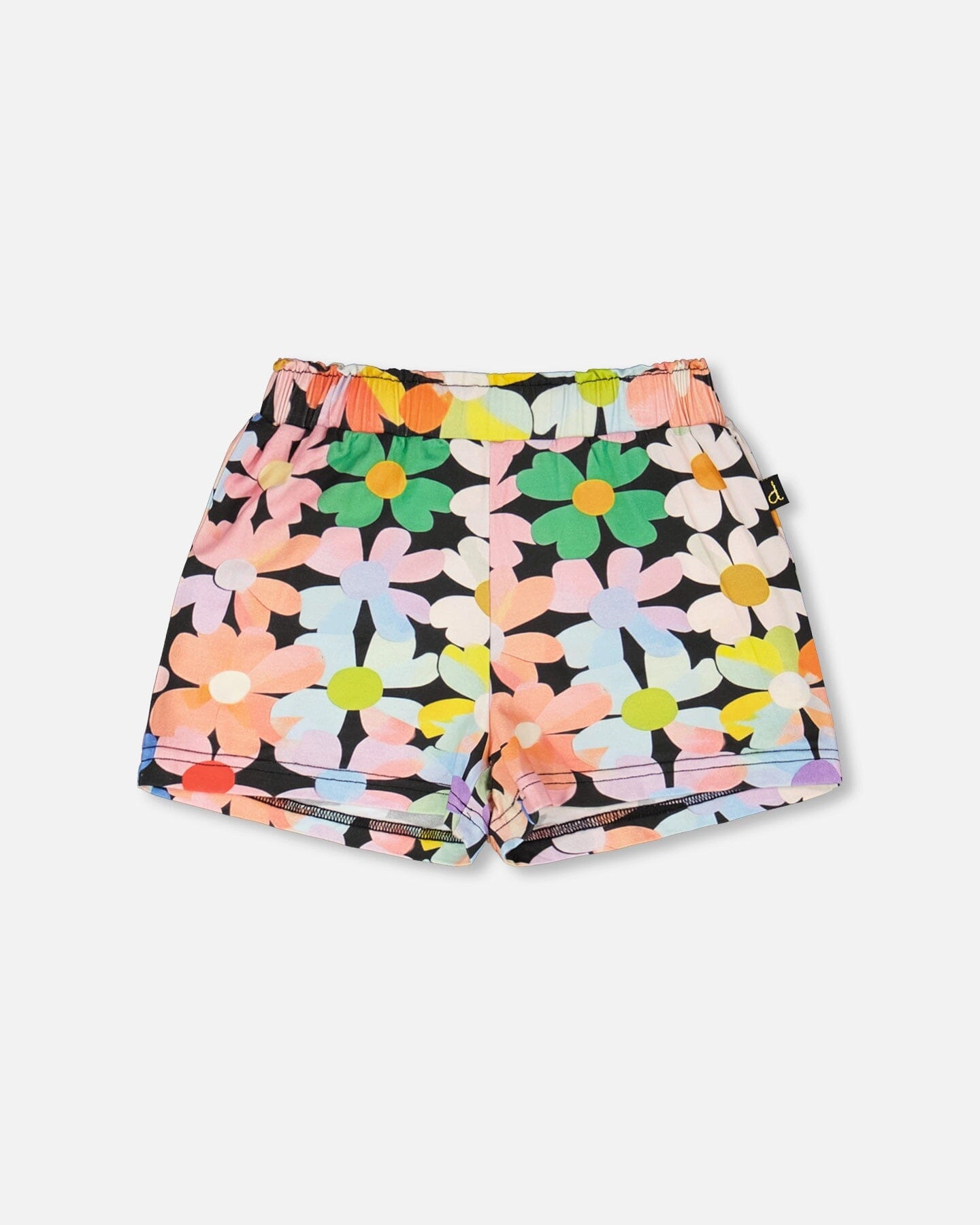 Deux par Girls Floral Print Jersey Elastic Waist Folded Hem Shorts
