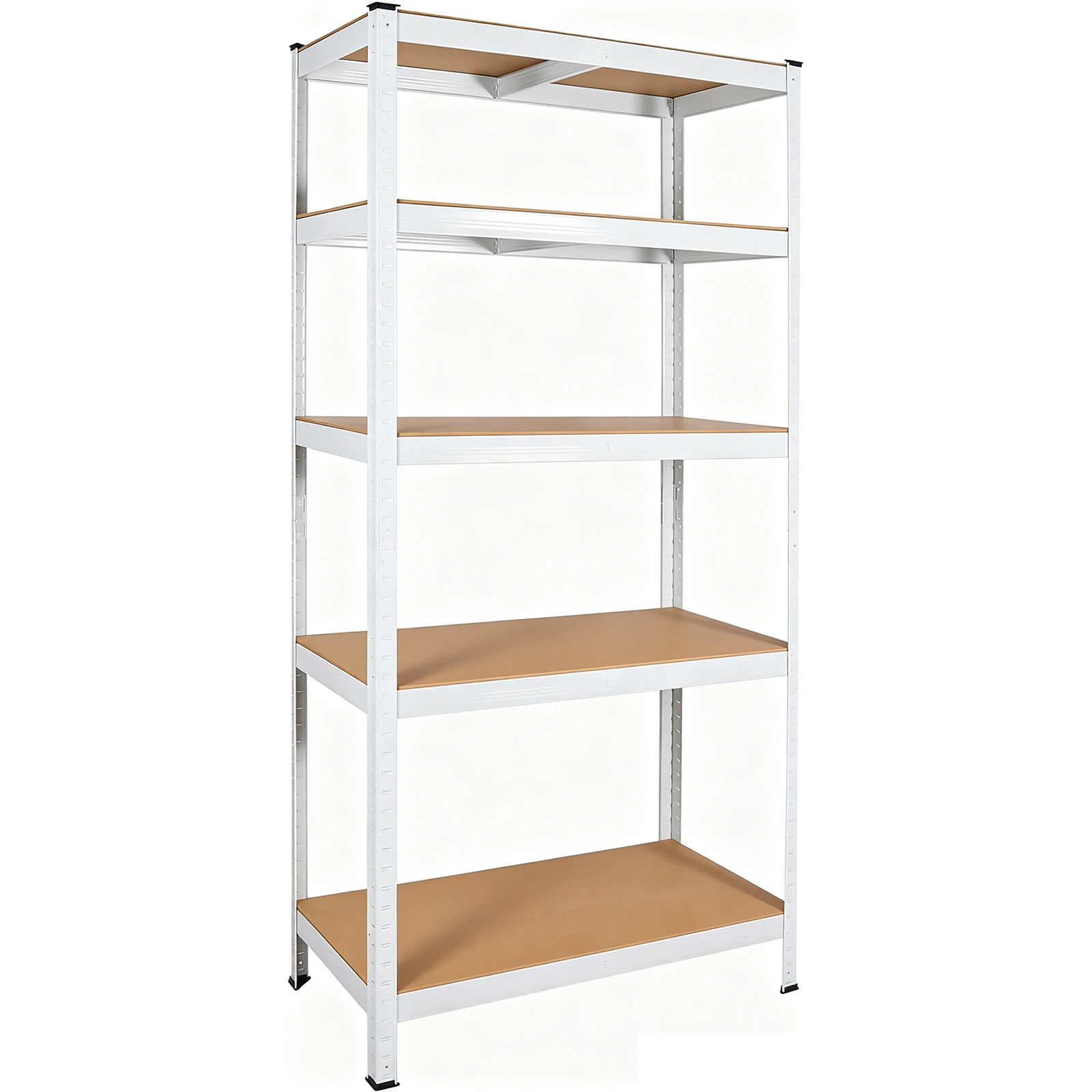 Flynama 5-Tier Laminated White Metal Shelving, 29x12x59in, Adjustable Heavy Duty Rack for Garage, Basement and Pantry