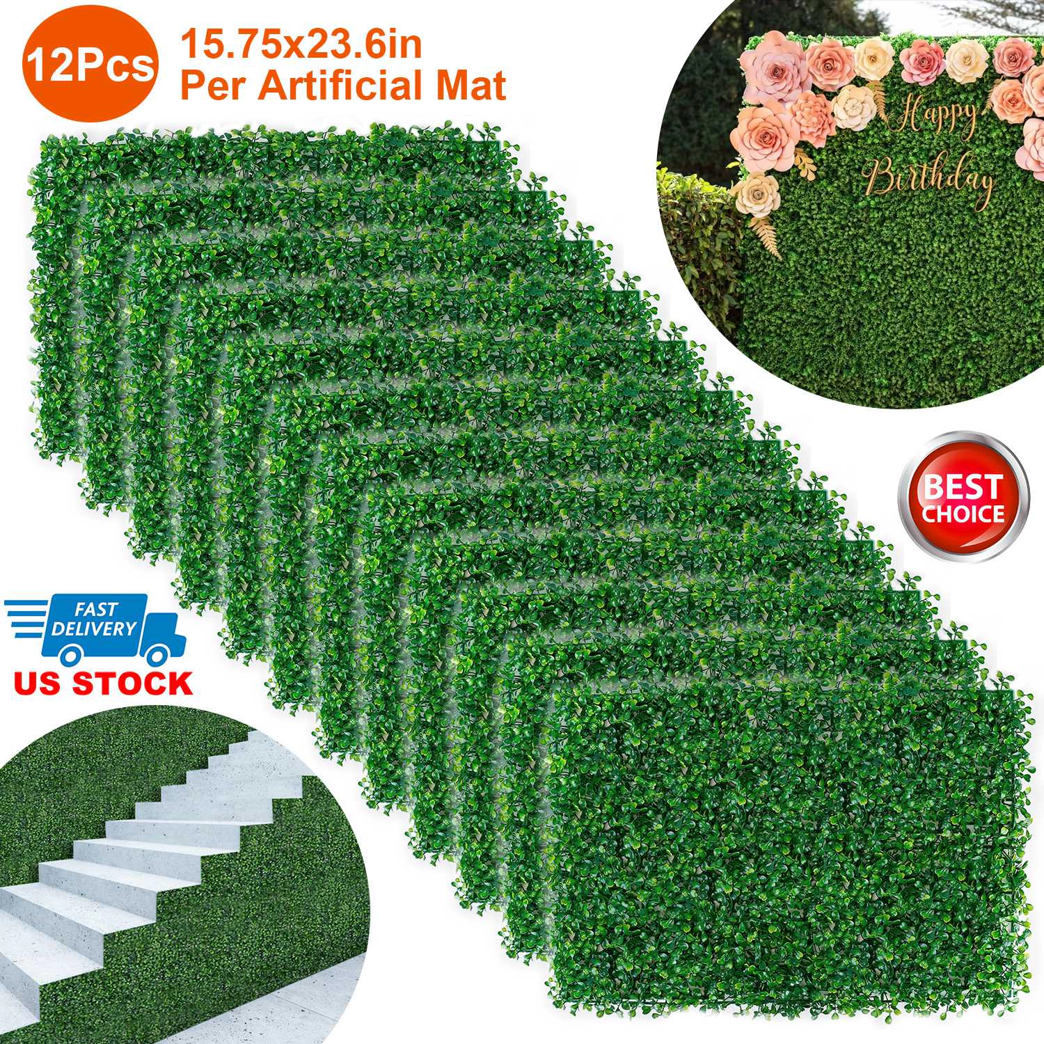 INova Unisex Artificial Boxwood Hedge Panel Set