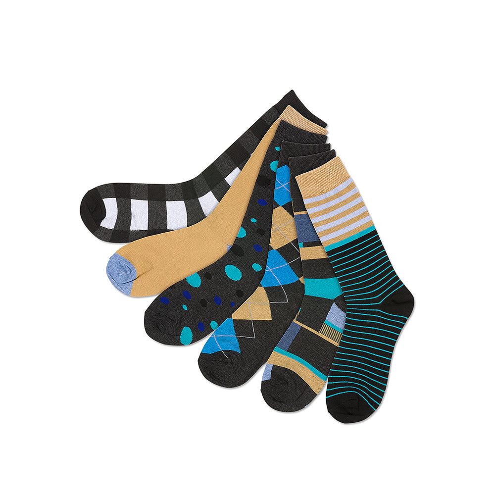 Gallery Seven Men's Funky Colorful Dress Socks 6 Pack