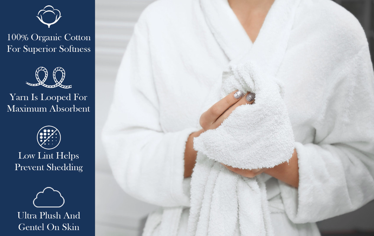 Delara Organic Cotton Luxuriously Plush Hand Towel Pack of 2 GOTS and OEKO-TEX Certified Premium Hotel Quality Towels