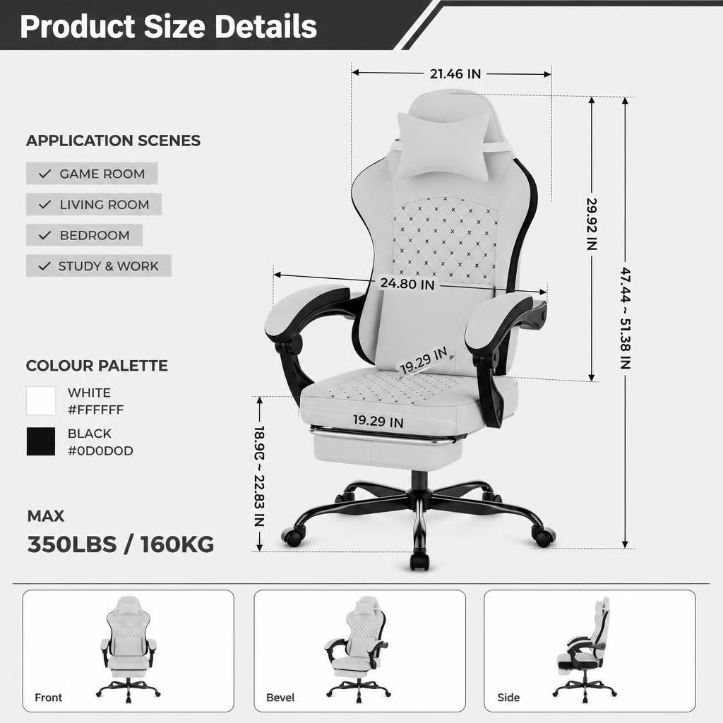 GOODSILO Ergonomic Upholstered Adjustable Office Chair