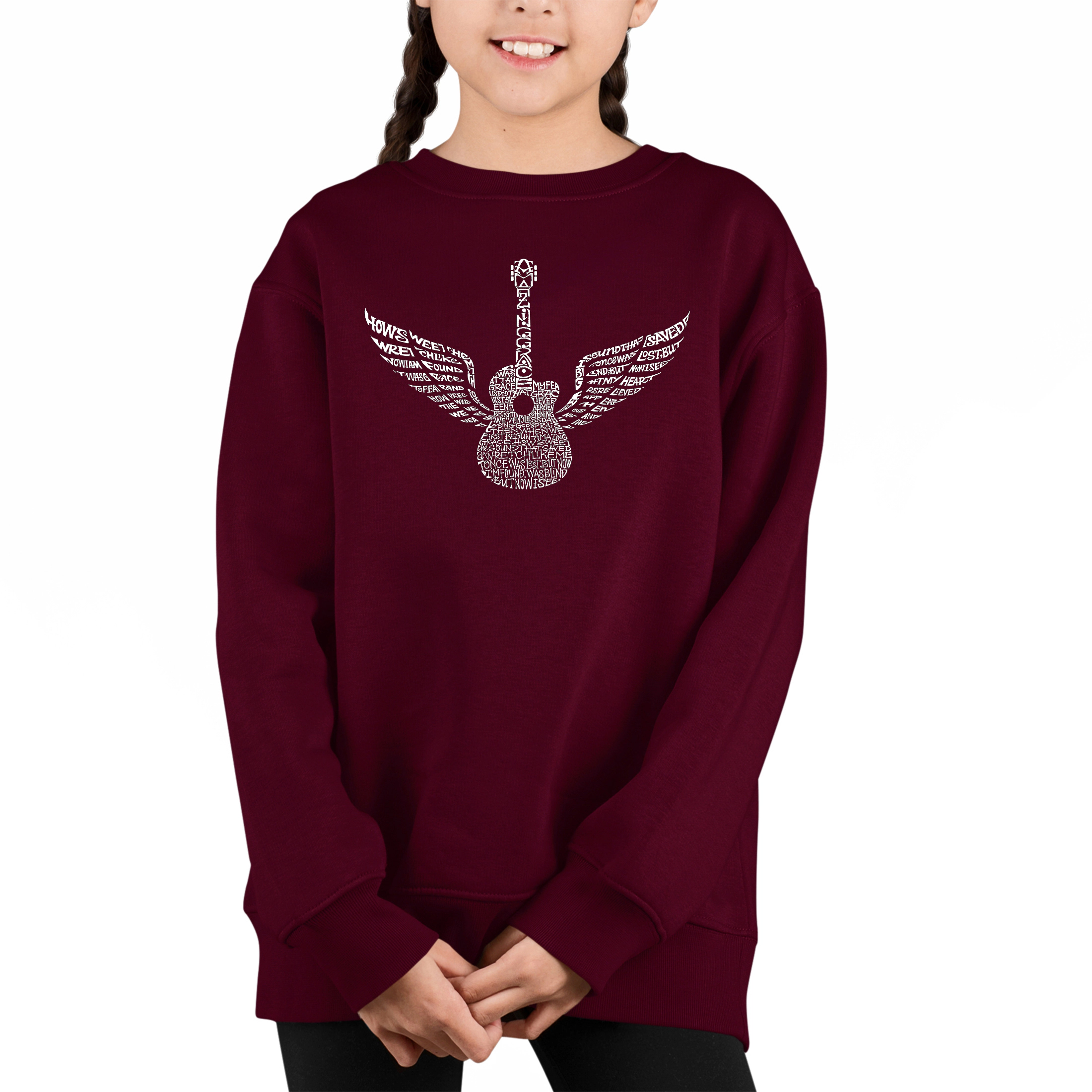 LA Pop Art Girl's Word Art Sweatshirt - Amazing Grace