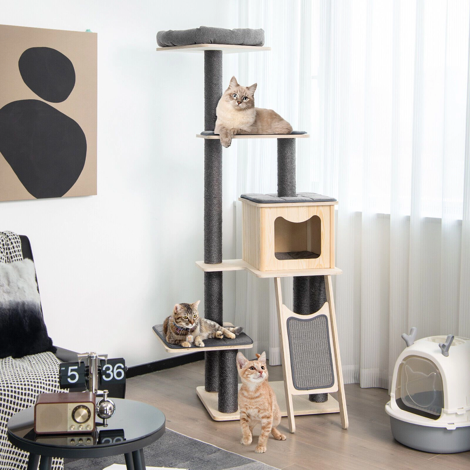 SlickBlue 69" Multi-Level Cat Tower with Scratching Posts