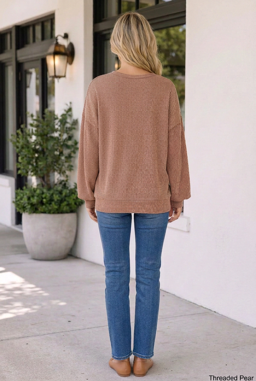 Threaded Pear Women's Gracelyn Colorblock Ribbed Knit Top