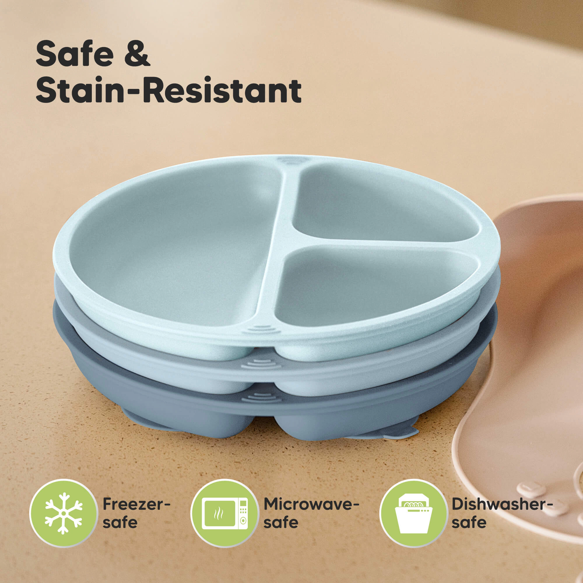 KeaBabies 3-Pack Prep Silicone Suction Plates