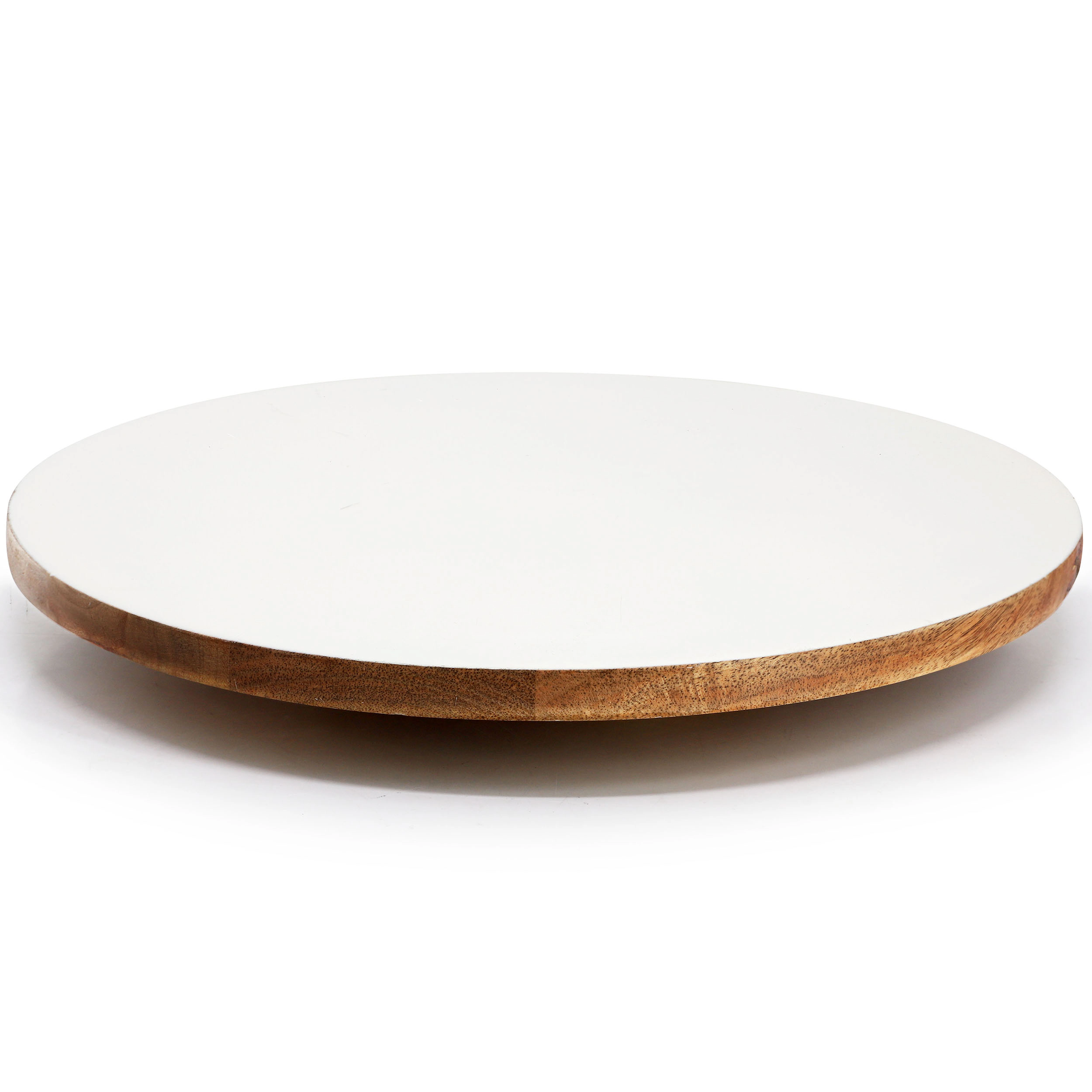 Gibson Home 14 Inch Wood Lazy Susan Serving Board in White