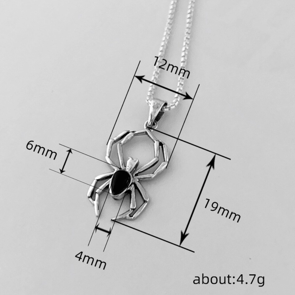 Wardrobe Whimsy Spider Pendant Necklace Teardrop Cubic Zirconia Gothic Jewelry