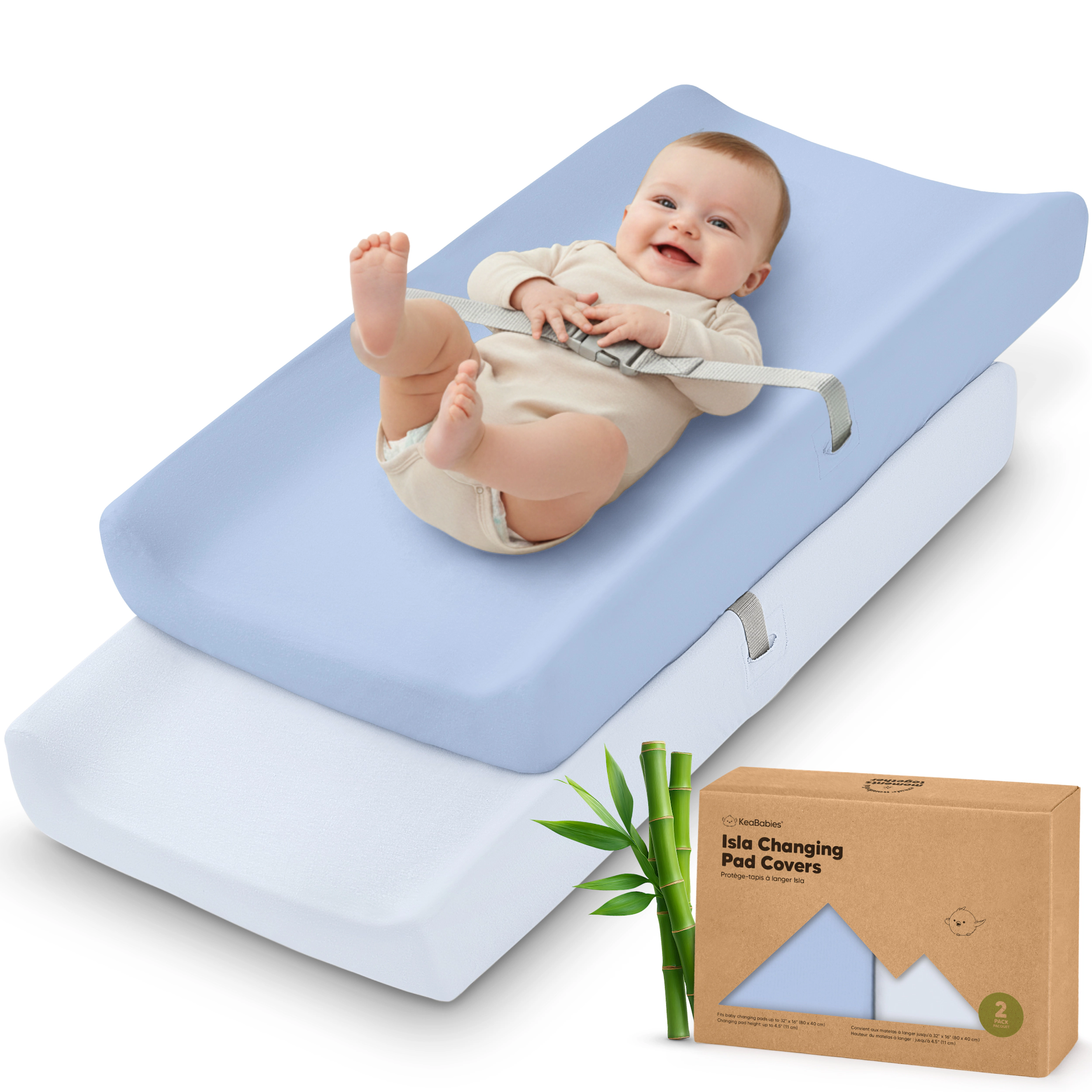 KeaBabies 2-Pack Isla Changing Pad Covers for Baby Boys, Girls