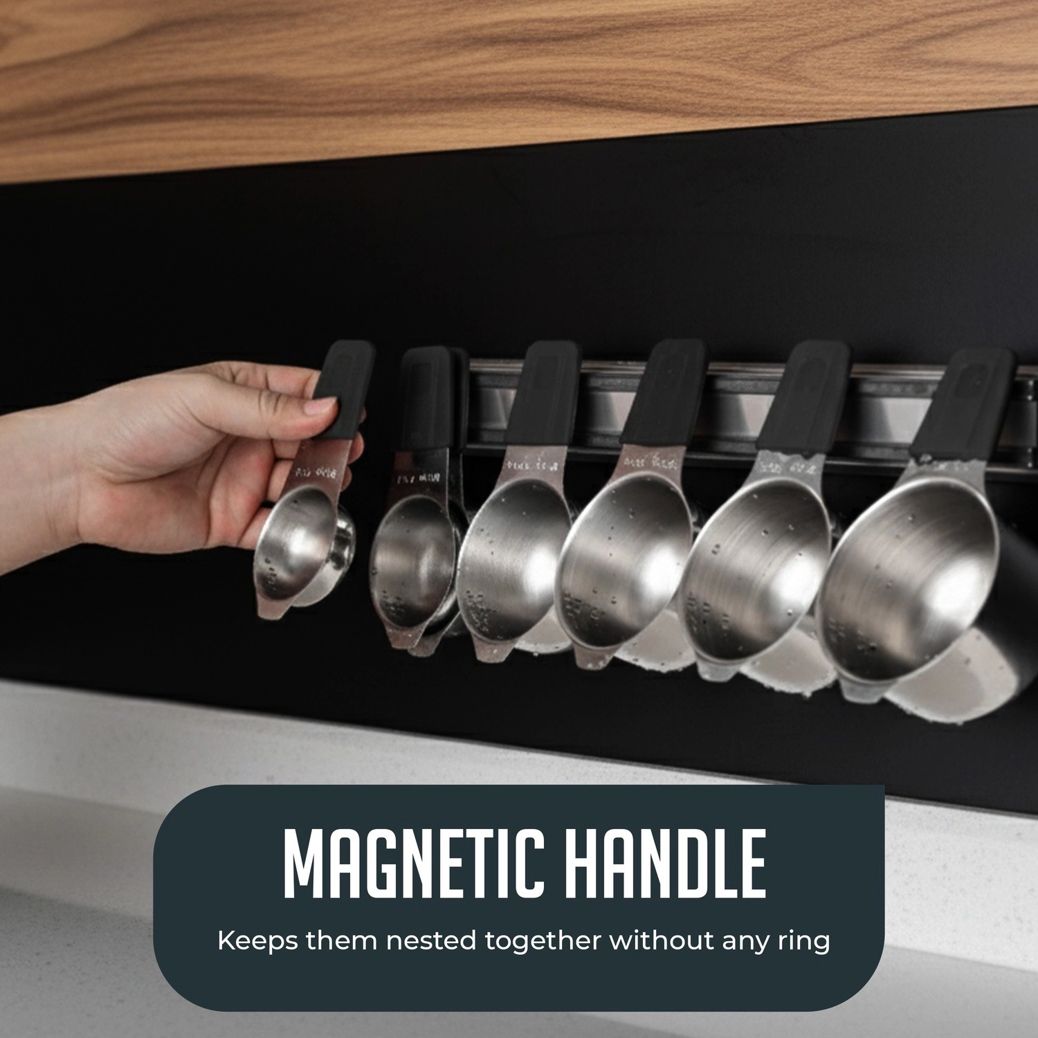 Luminuxe Magnetic Measuring Cups Set, 7Pc Heavy Duty Stainless Steel Nesting Measuring Cup Easy Read Engraved Markings