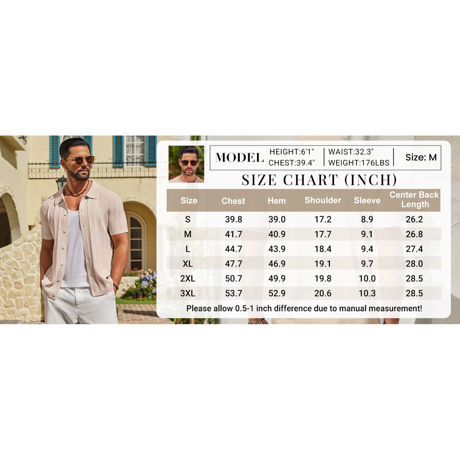 COOFANDY Mens  Short Sleeve Shirt Lapel Collar Button Down Textured Casual Top