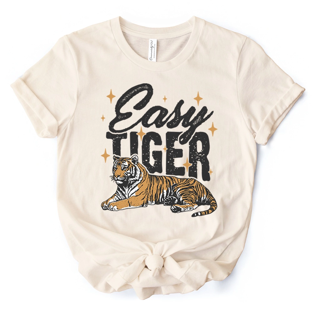 OrnamentallyYou Unisex Easy Tiger Retro Grunge T-Shirt
