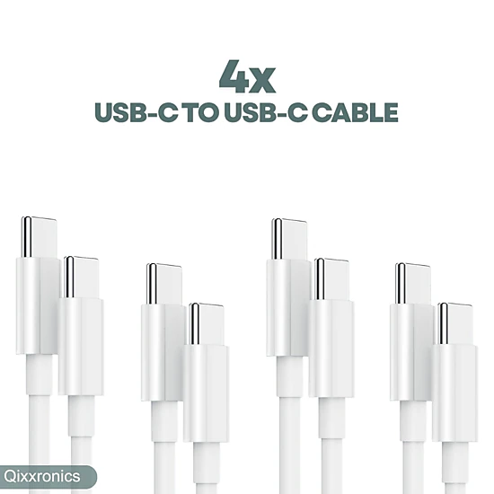 Qixxronics USB C to USB C Charging Cable 3FT 4Pack, Type C Data Sync Charger Cord for iPhone 17/16/15, iPad Pro/Air 5