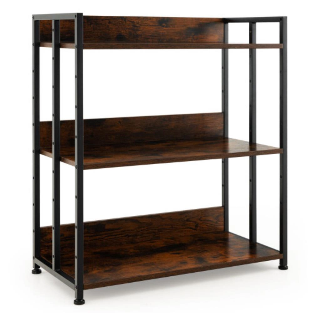 Hivvago 3/5-Tier Industrial Bookshelf Storage Shelf Display Rack with Adjustable Shelves-3-Tier