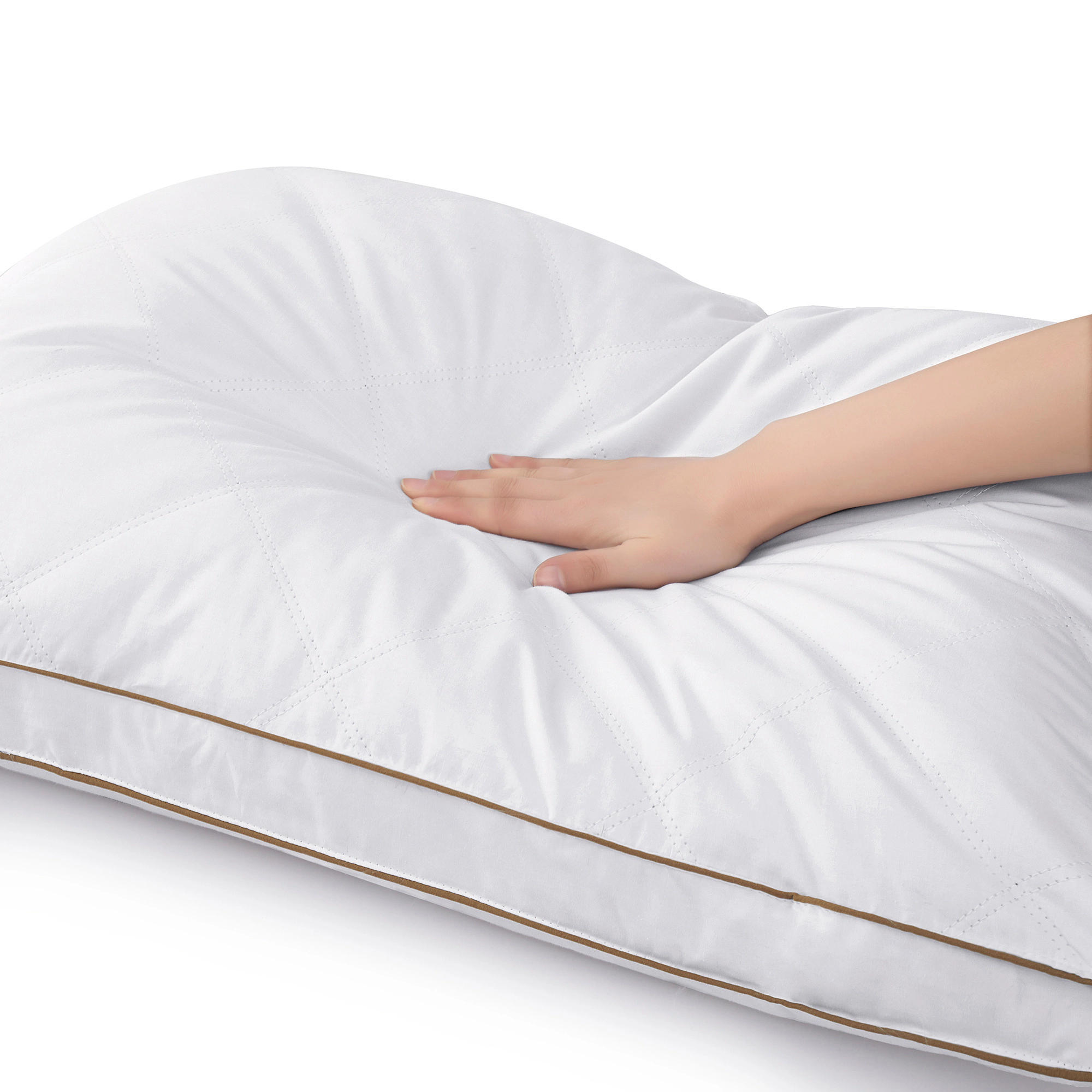 Unikome Twin Pack Goose Feather & Down Pillows – 1.5" Oval Gusset, Breathable 100% Cotton Cover