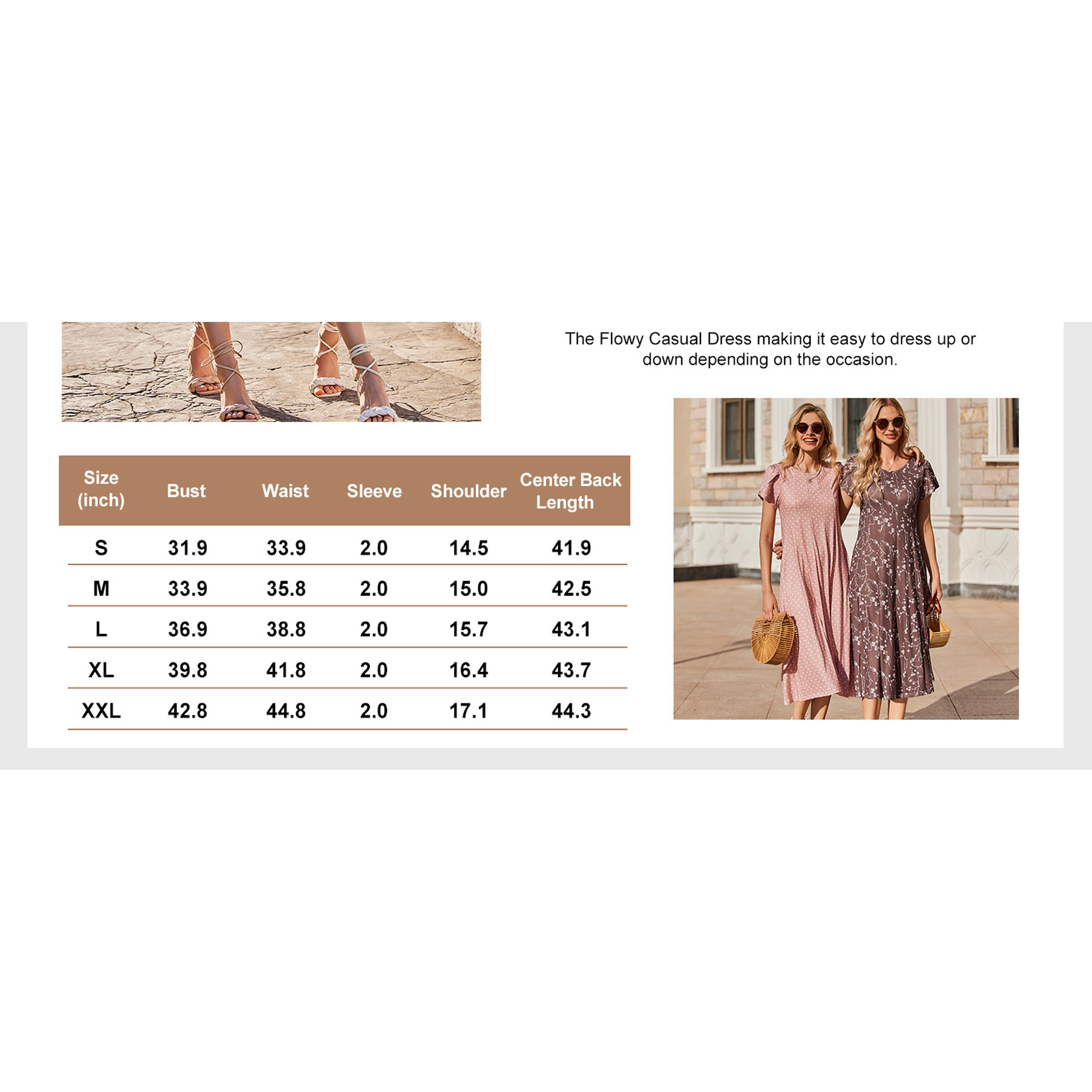 Zeagoo Women's Scoop Neck Short Sleeve Midi Dress