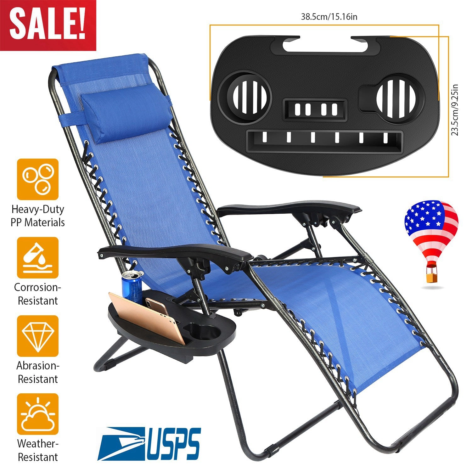 GBruno Clip-On Zero Gravity Chair Side Tray