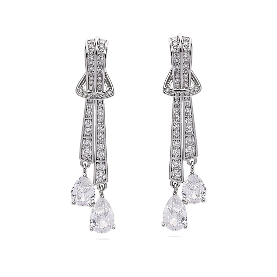 AGP PARIS Womens Silver Knot Drop Earrings, Color: Silver-coloured