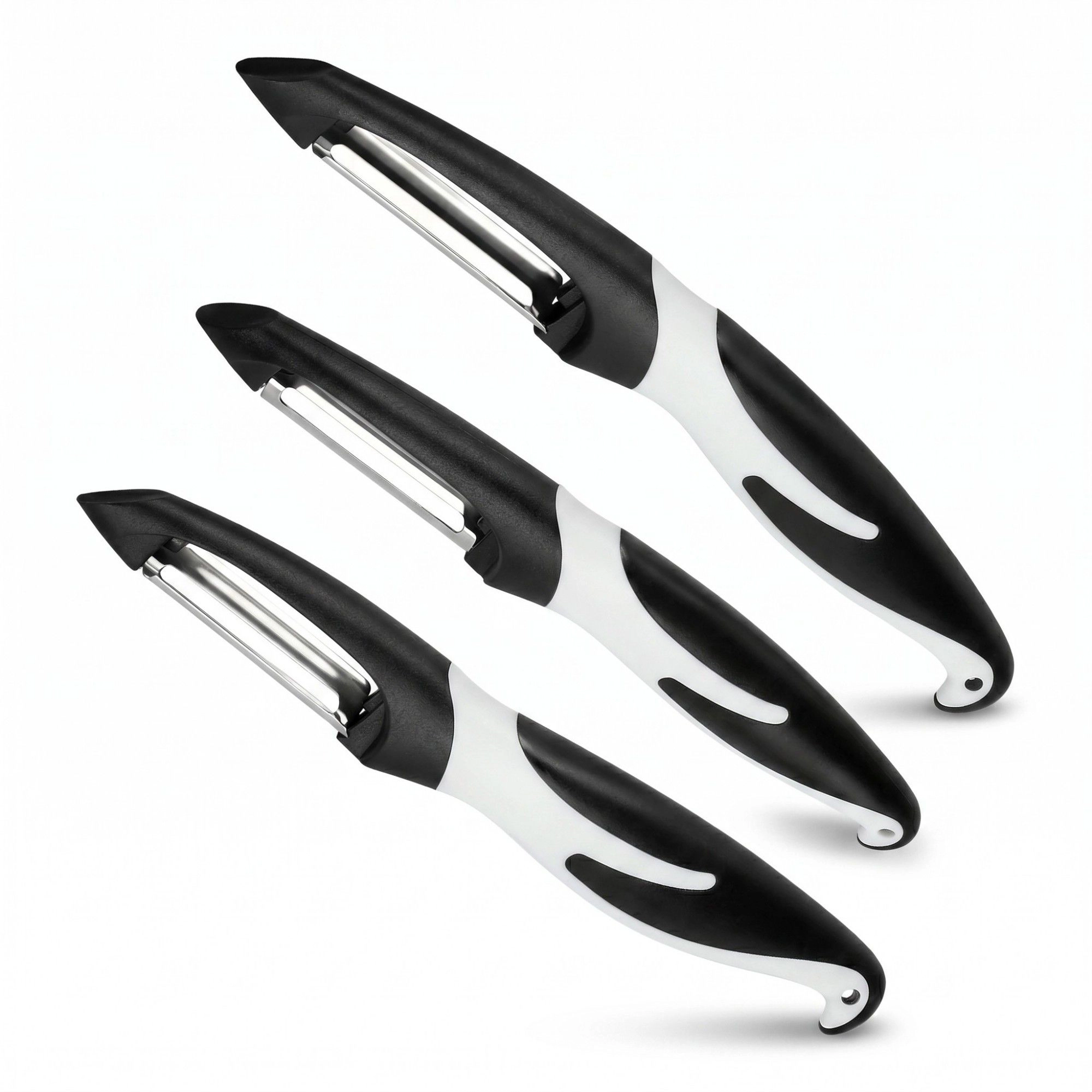 Alilang Women 3-Piece Kitchen Peeler Set with Ergonomic Handles and Stainless Steel Blades