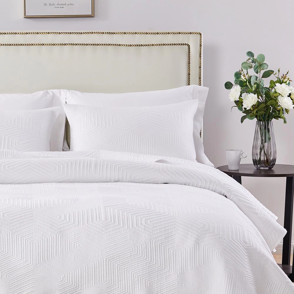 Barefoot Bungalow Parker Comforter Bedding Set PreWashed For Extra Comfort Quilt Set 3Piece Full/Queen White
