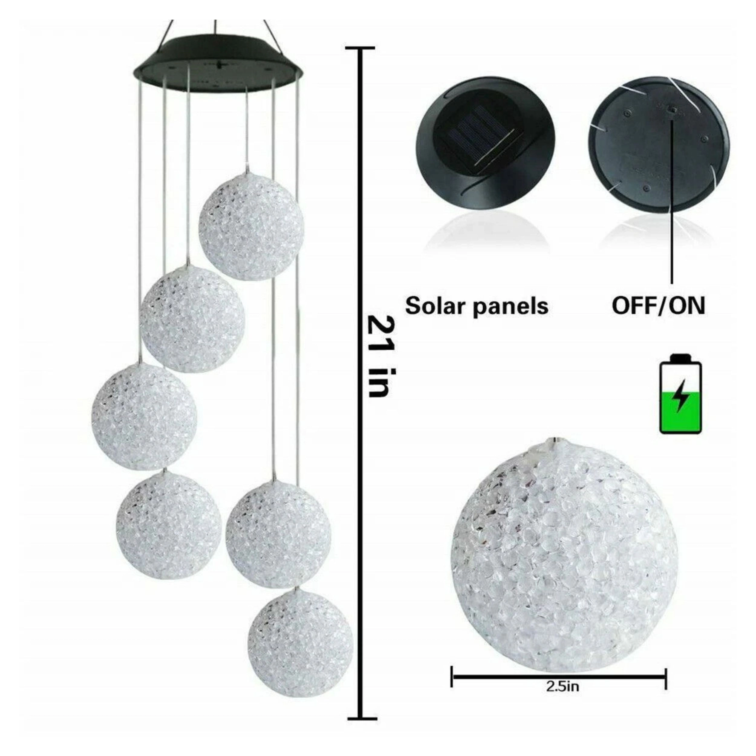 Home Collection Solar Color Changing LED Ball Wind Chime