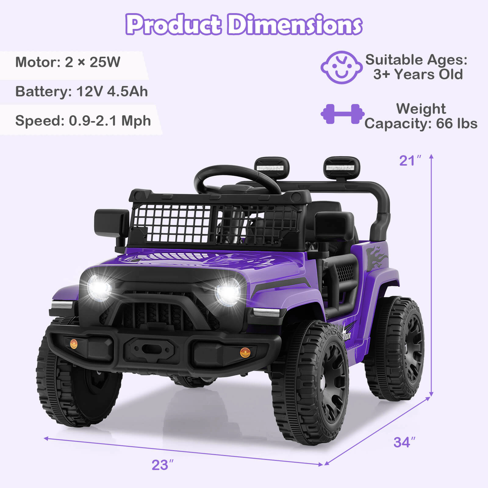 Costway 12V Kids Ride on Truck Car Battery Powered Electric Vehicle with Remote Control Black