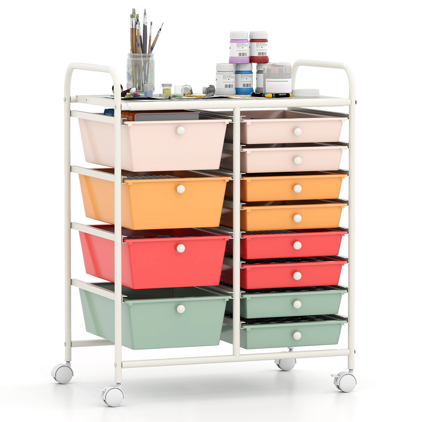LJG 12-Drawer Utility Rolling Cart with Drawers Multi-Use Storage