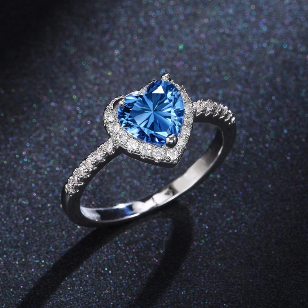 Luxury Heart Cubic Zirconia Finger Rings for Women Romantic Wedding Accessories