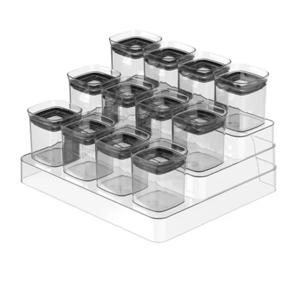 OU Spice Rack Organizer, 13pc 5oz Spice Containers, 3 Tier Clear Spice Holder & Seasoning Organizer - Countertop Cabinet
