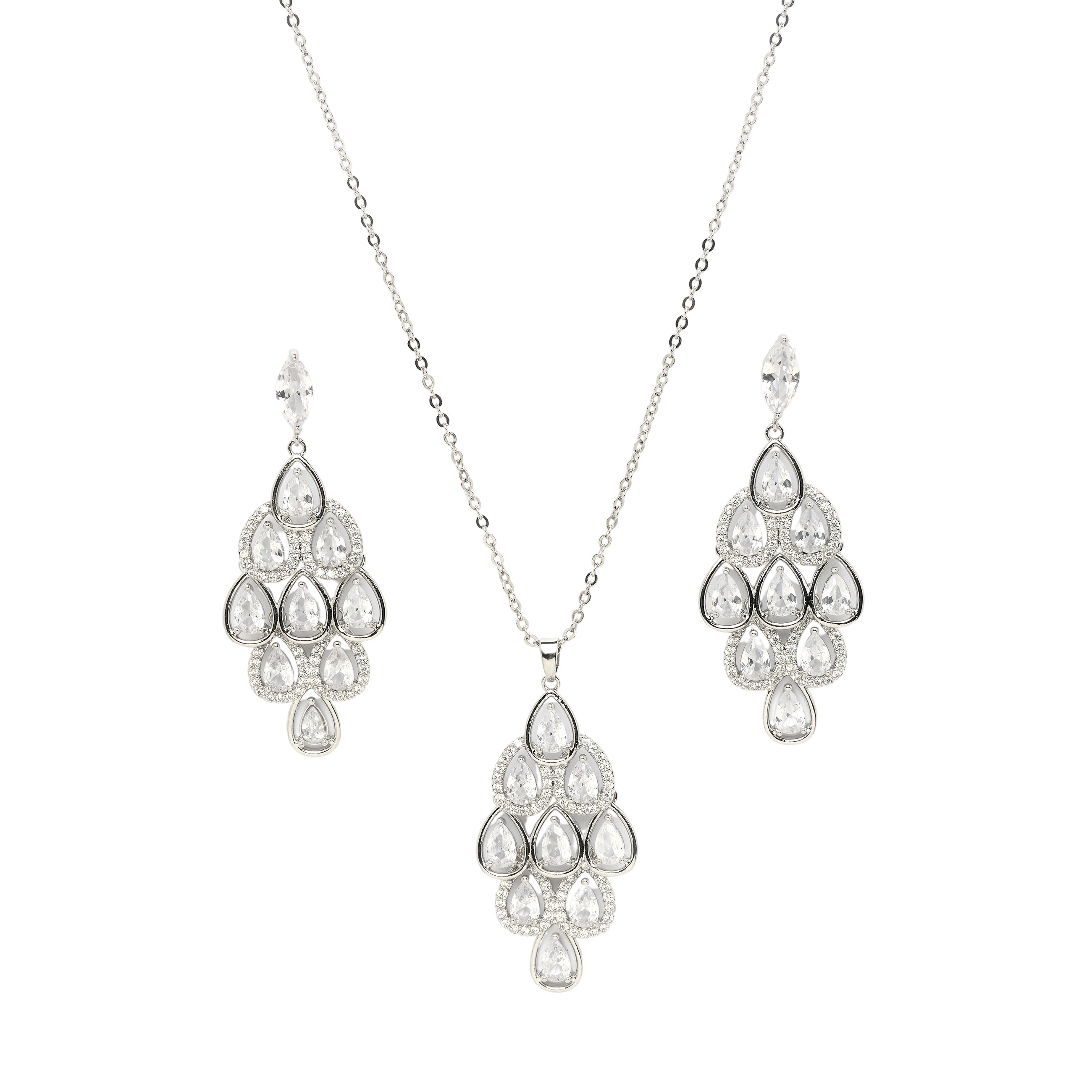 AGP PARIS Pearlescent Waterfall Womens Necklace and Earrings Set