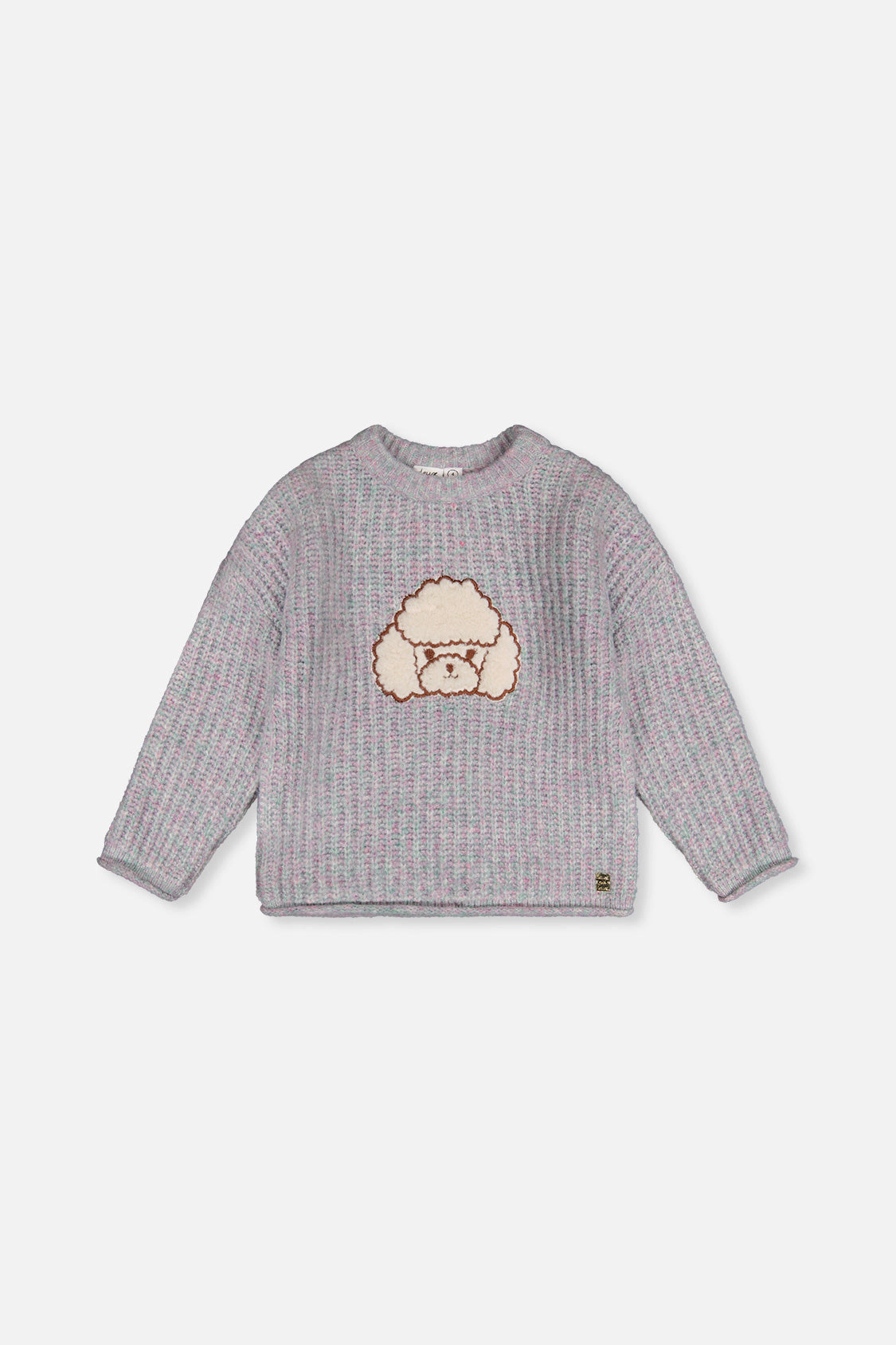 Deux par Girls Textured Poodle Appliqué Knit Sweater