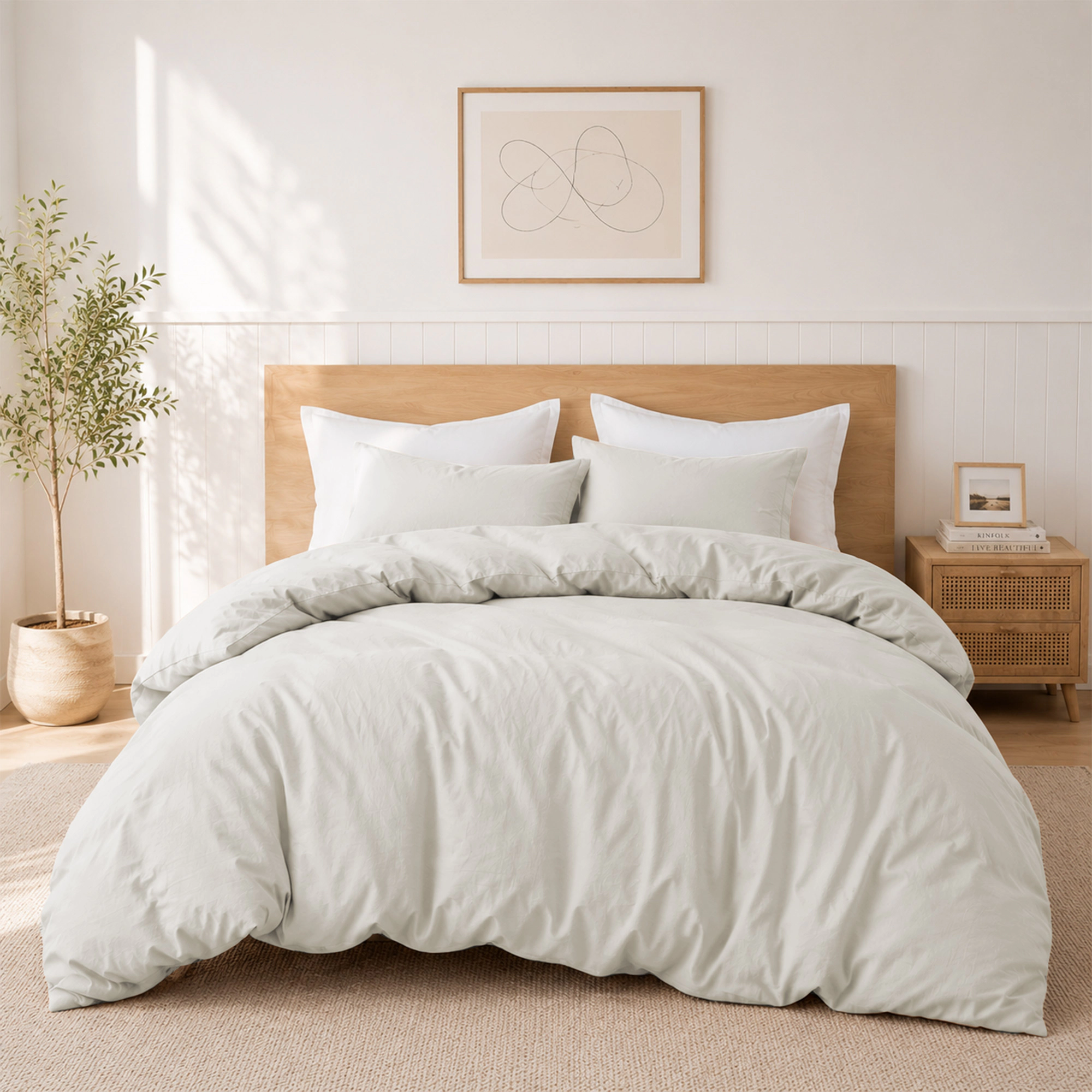 PEACENEST 100% Cotton Duvet Cover Set, Soft Breathable Lightweight Bedding Set