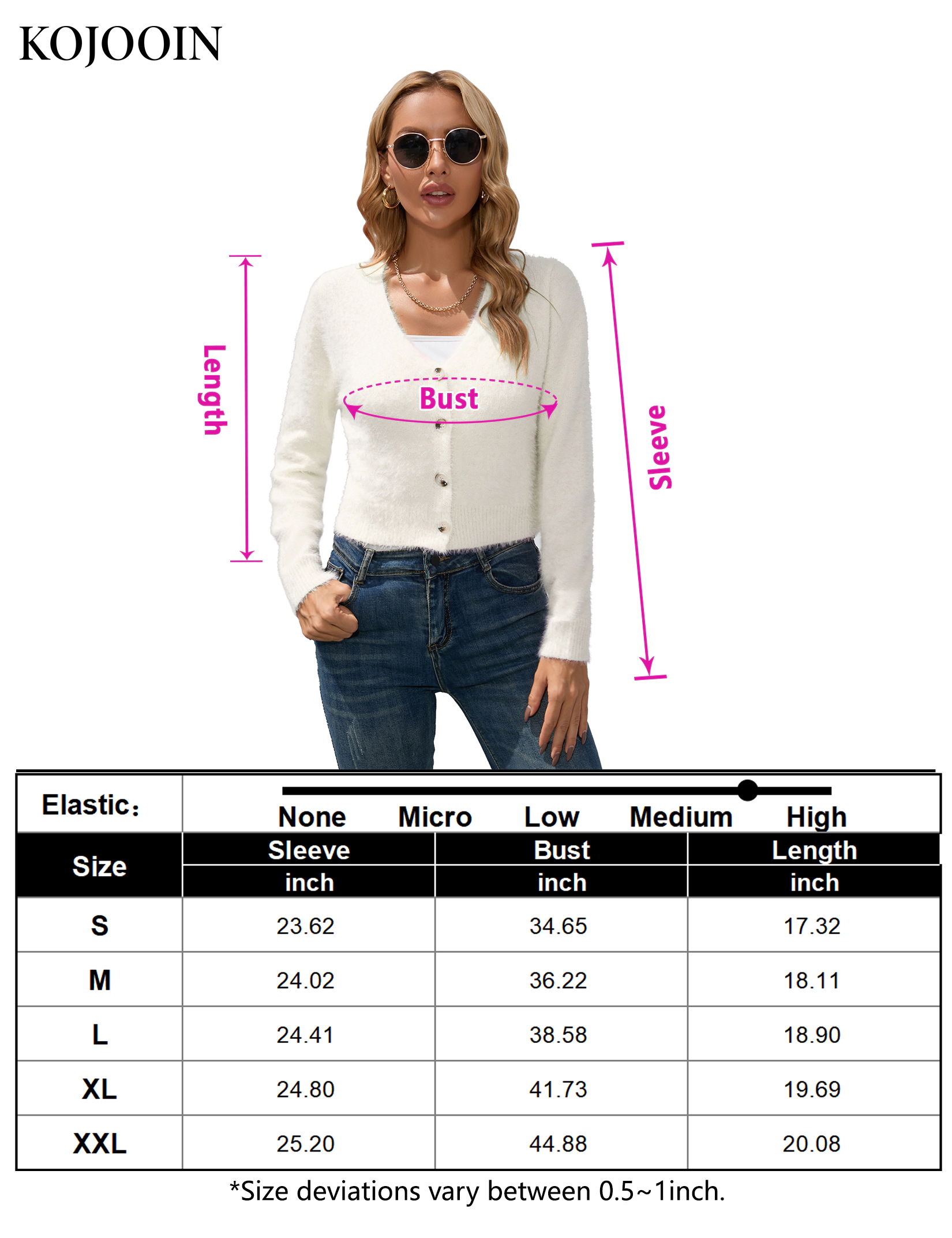 KOJOOIN Women's Fuzzy Knit Cropped Cardigan Button Front Fluffy Fall Outwear Coats