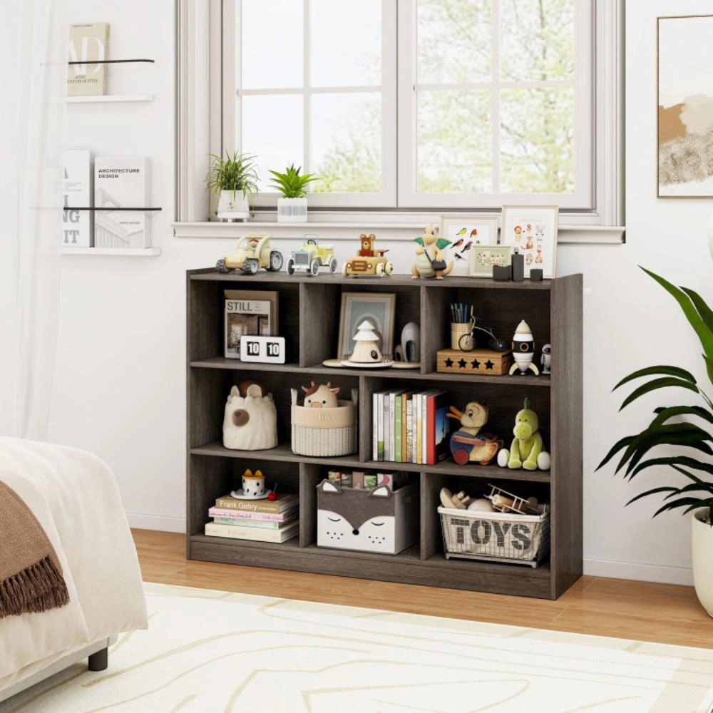 Hivvago 3-Tier Open Bookcase 8-Cube Floor Standing Storage Shelves Display Cabinet