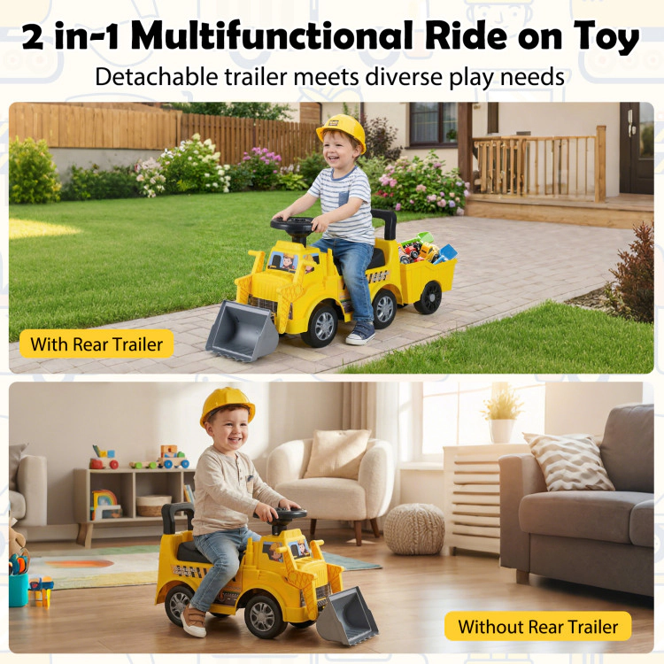 Hivvago Kids Digger Ride on Truck with Shovel and Under-Seat Compartment