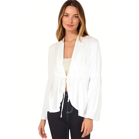 Anna-Kaci Women's Casual Lightweight Cardigans Soft Draped Ruffles Flare Sleeve Cardigan