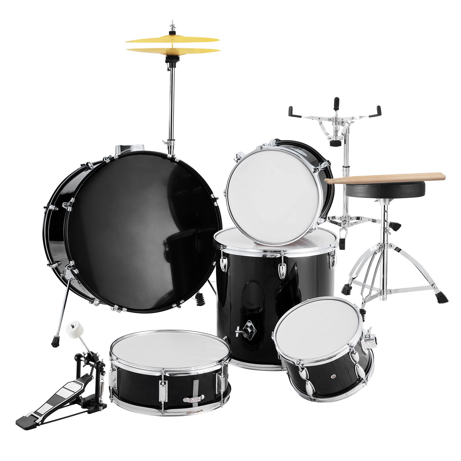 HONGGE Adult Drum Set 5-Piece 22 inches Complete Full Size Drum Kit with Bass Toms Snare Floor Drum Adjustable Throne