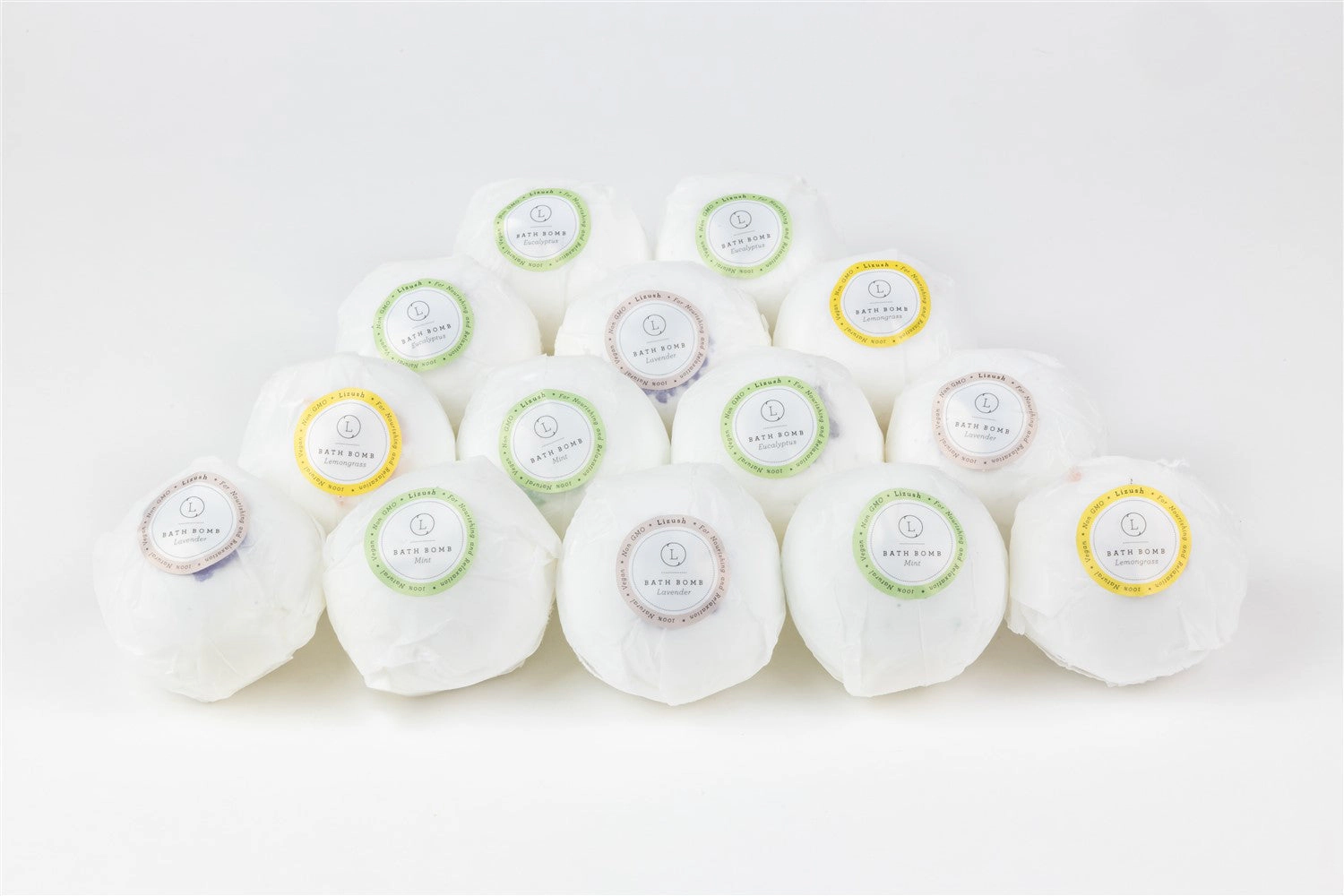 Lizush  Bulk 100 Natural Vegan Bath Bombs - Mixed Scents White