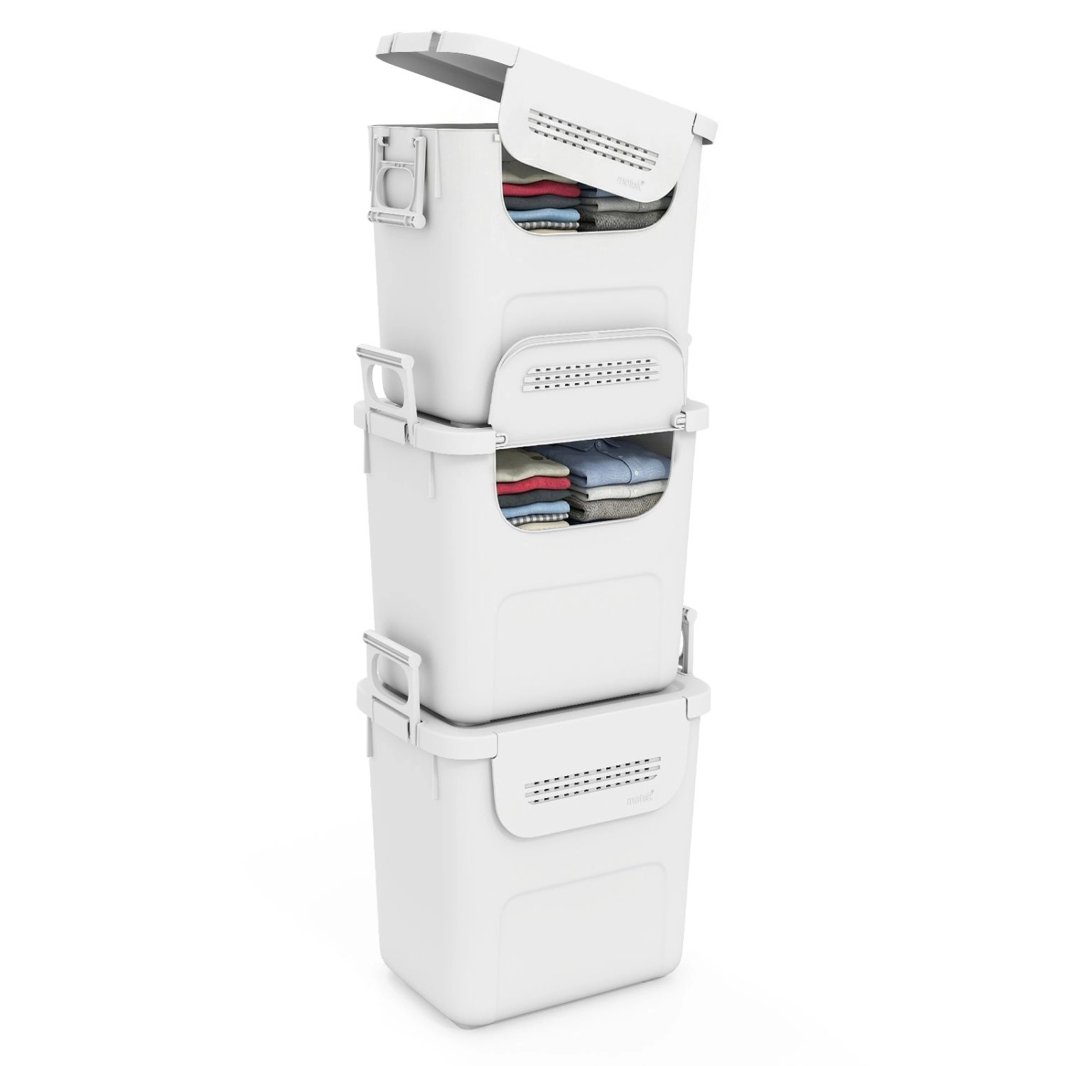 SlickBlue Stackable Storage Bins with Lids and Easy-Access Doors