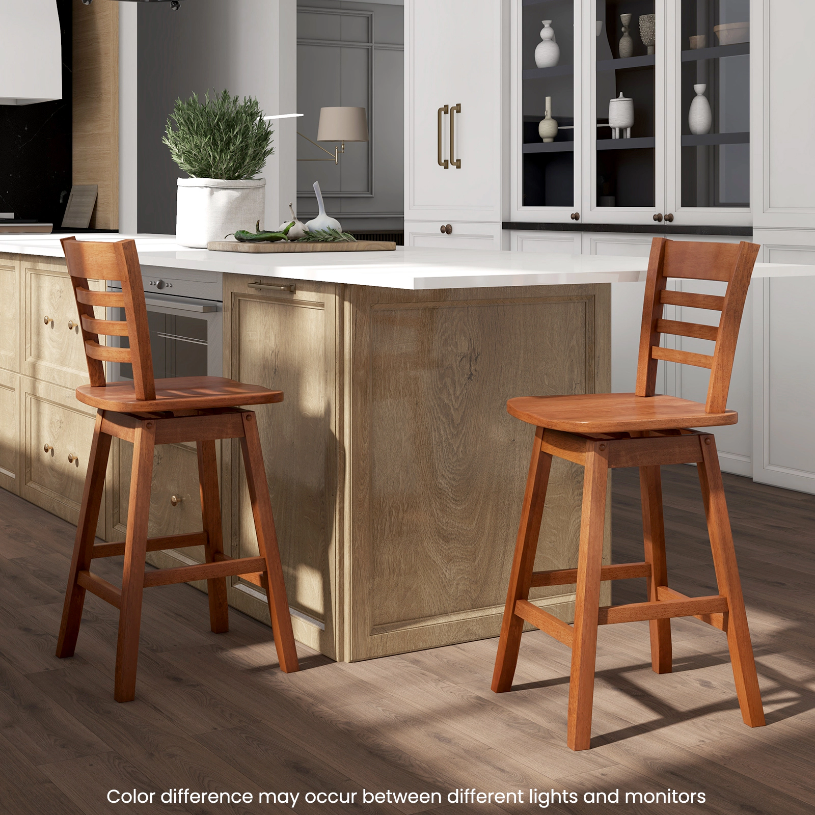 LJG Counter Height Barstools Set of 2 with Footrest for Kitchen Island Bar