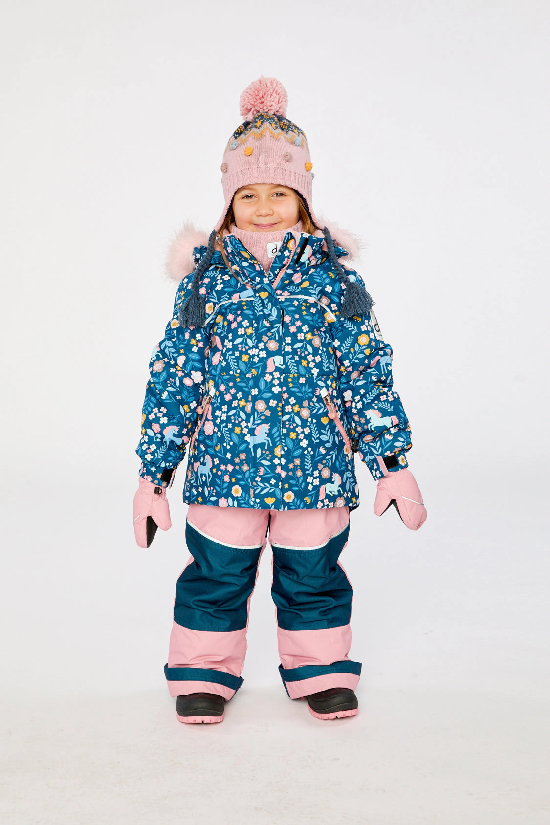 Deux par Girls Unicorn Print Two Piece Discover Snowsuit with Hooded Jacket and Snow Pants
