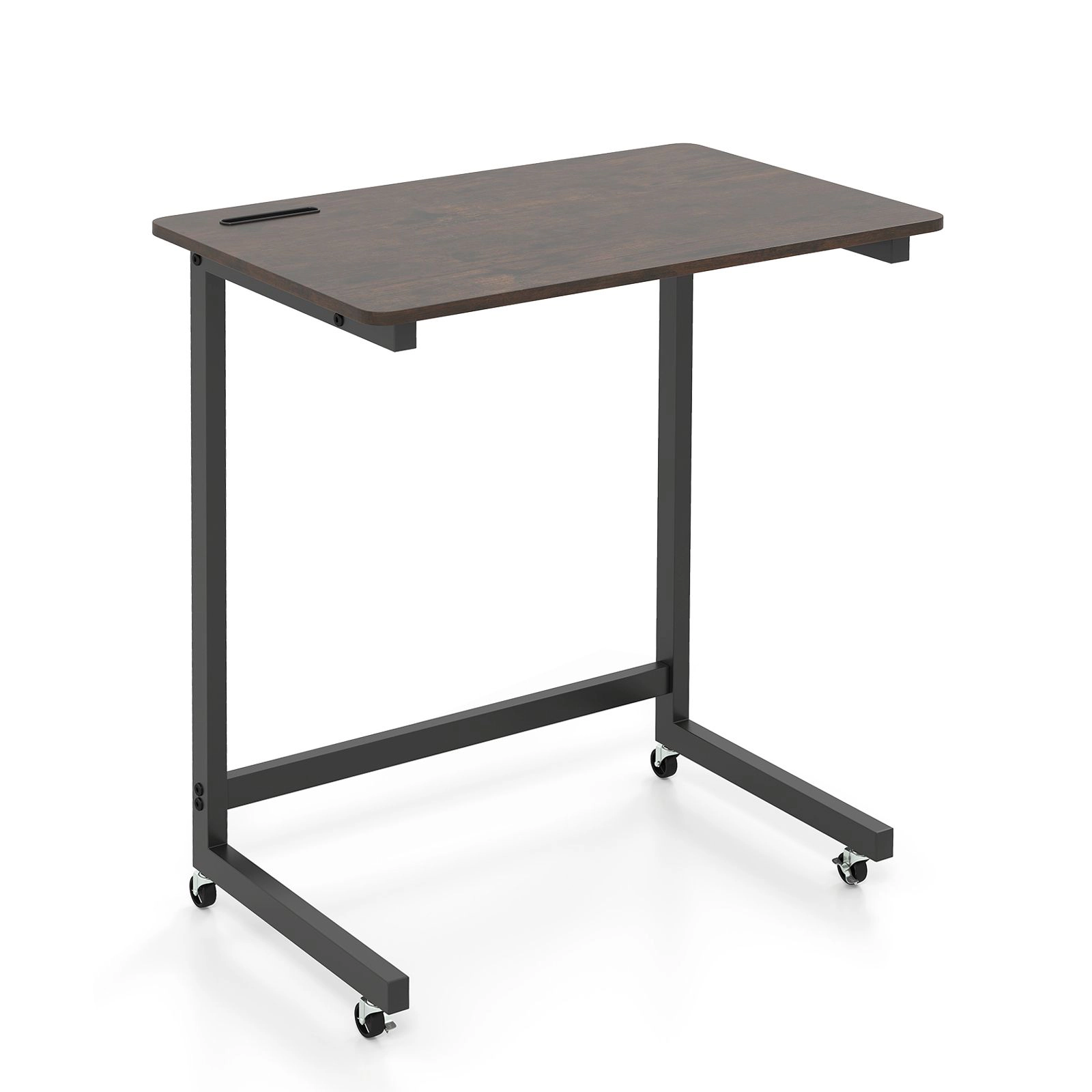 SlickBlue C Shaped End Table with Wheels and Laptop Surface