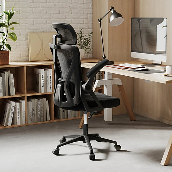 SUGIFT 350-lb Capacity Black Breathable Mesh Ergonomic Desk Chair with Adjustable Lumbar Support and 2D Headrest