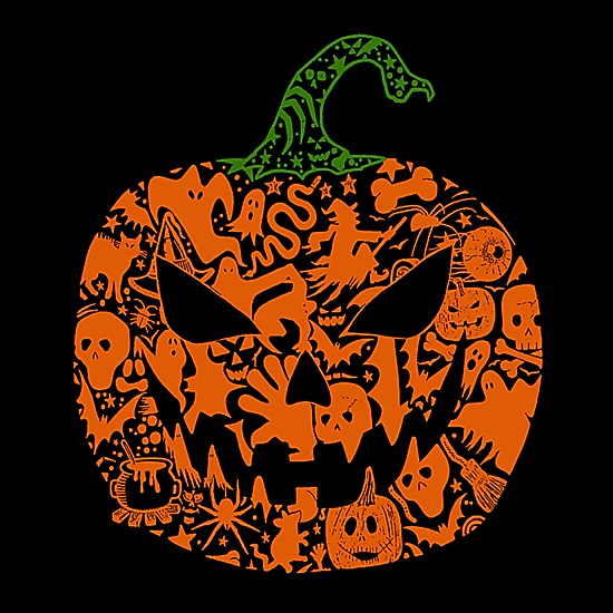LA Pop Art Men's Halloween Pumpkin Graphic T-Shirt