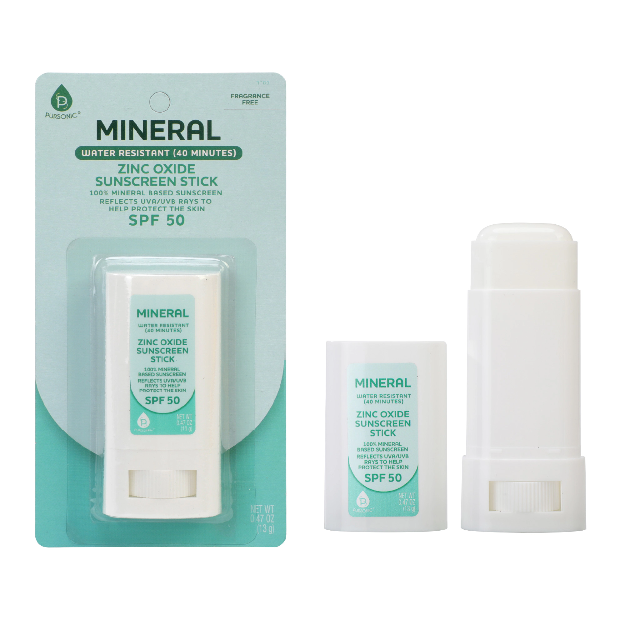 Pursonic Unisex Mineral Zinc Oxide Broad Spectrum SPF 50 Sunscreen Stick