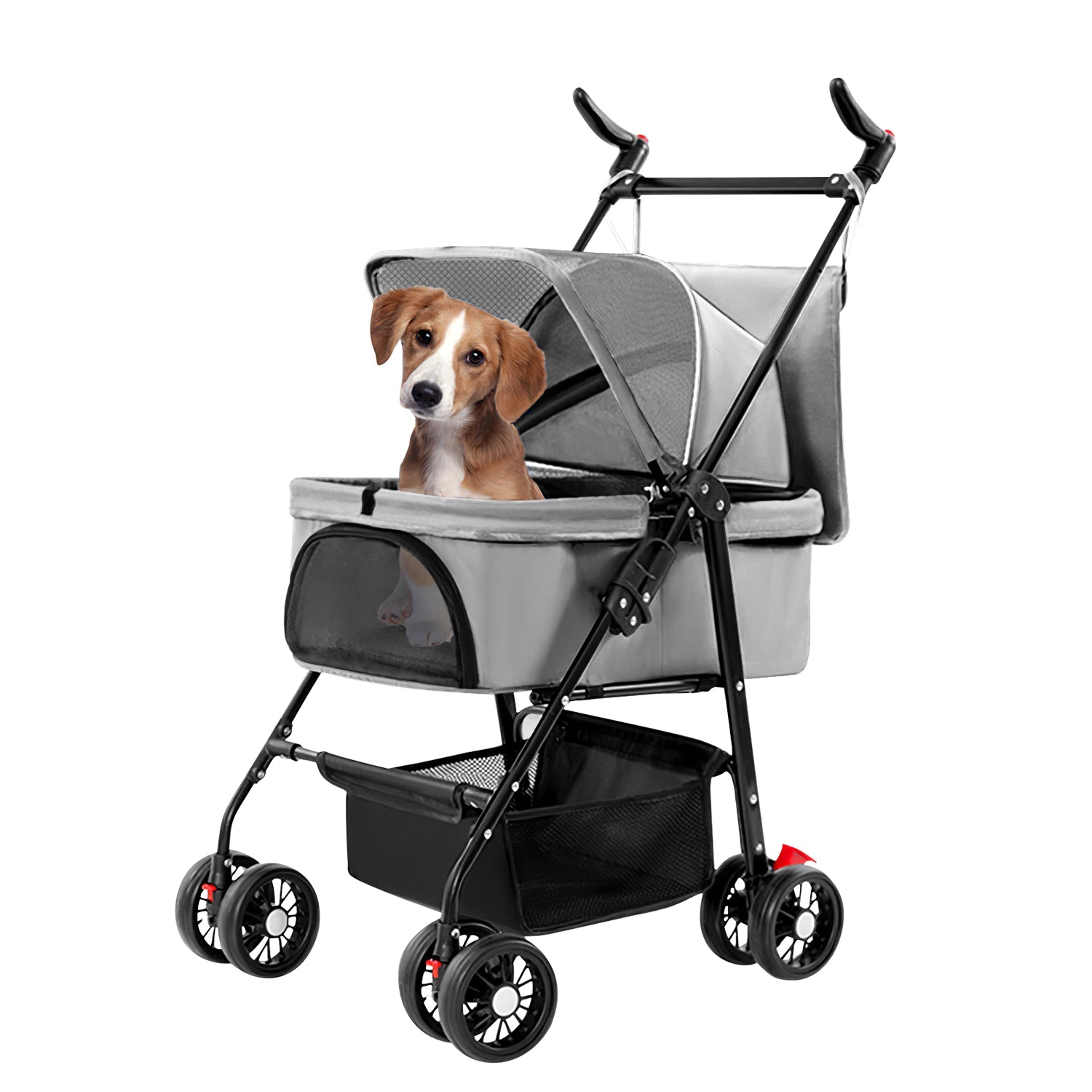 GBruno Foldable 4-Wheel Pet Stroller With Storage