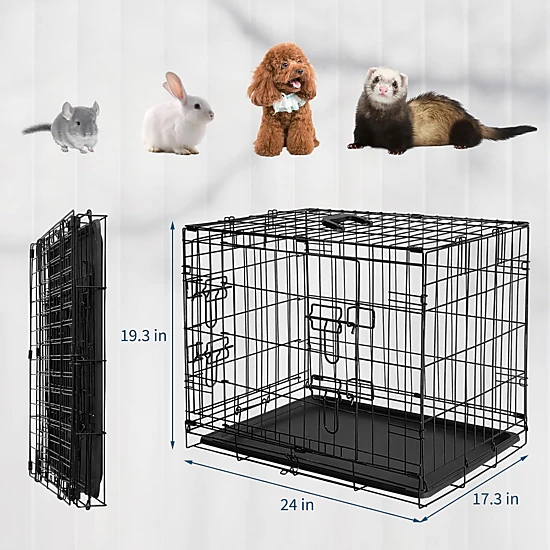 60x44x49cm Foldable Metal Wire Rabbit Cage, Indoor-Outdoor Small Animal ...