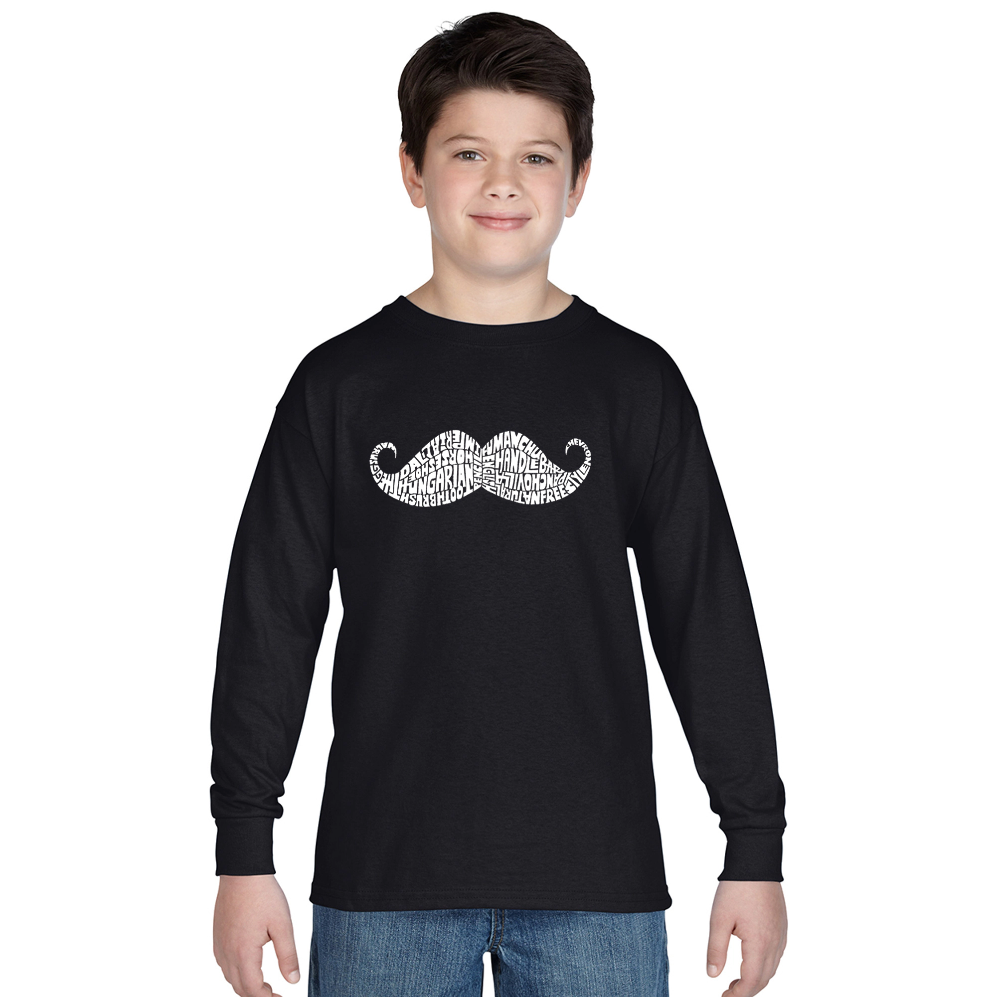 LA Pop Art Boys Long Sleeve T-Shirt -  WAYS TO STYLE A MOUSTACHE