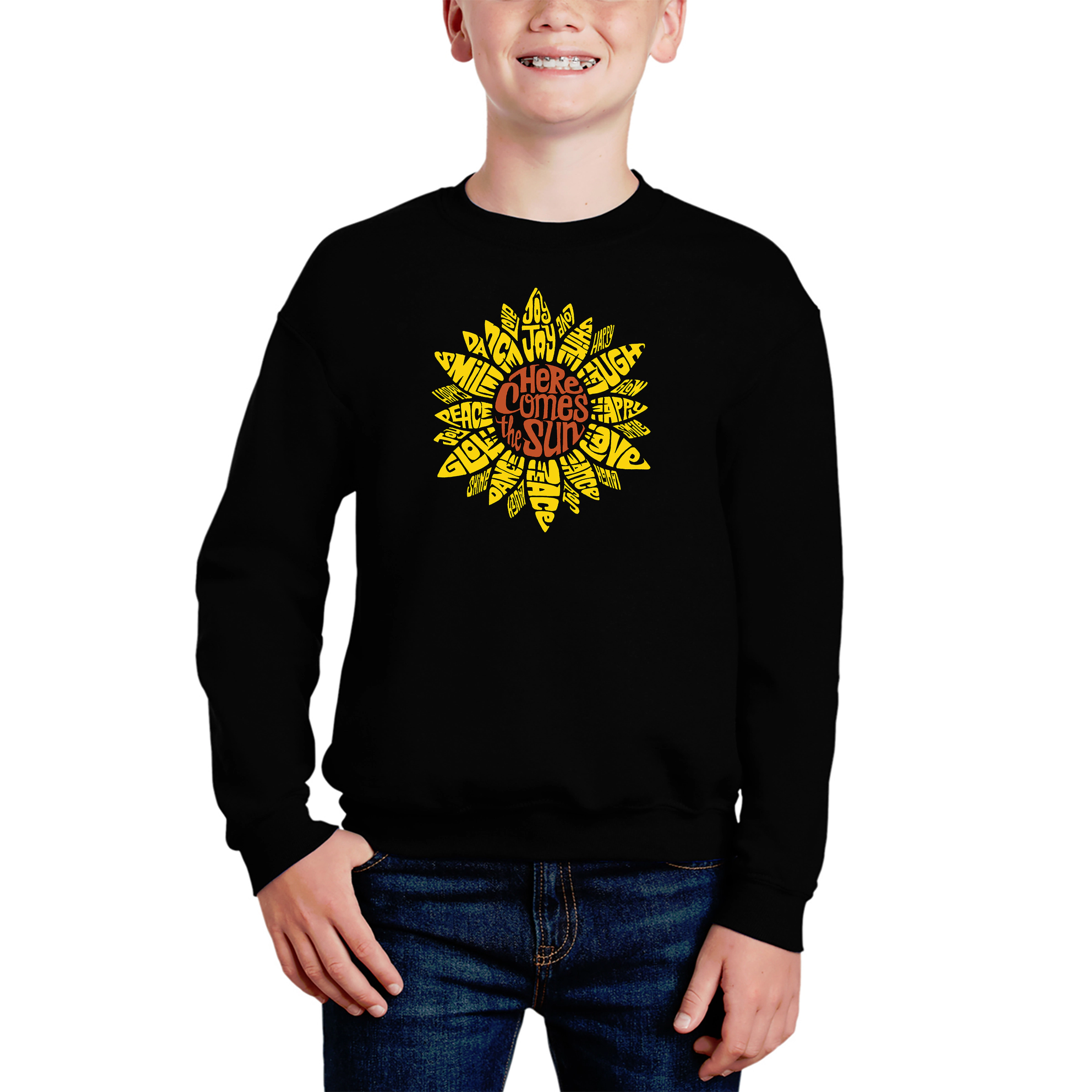 LA Pop Art Boy's Word Sweatshirt - Sunflower