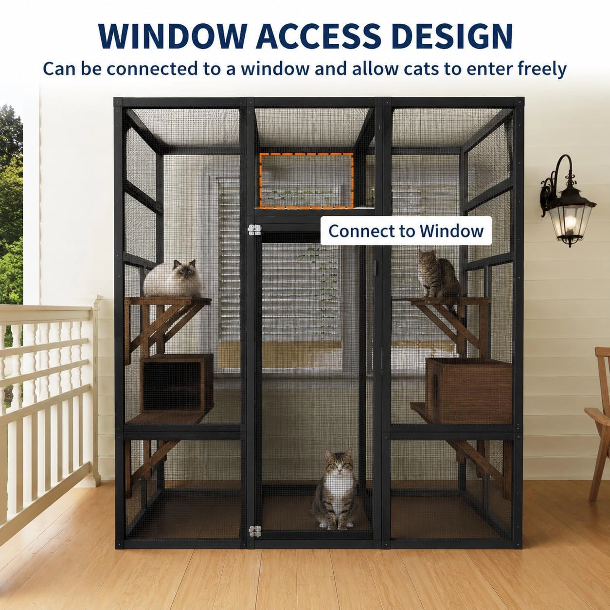 SKYROKU 70 Inch Outdoor Cat House, Large Catio Enclosure, Condos, House Outdoor, Outside Patio